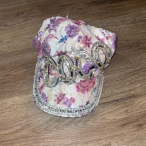 Floral rhinestone hat